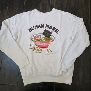 Human Made White Sweatshirt with Ramen Bowl Graphic